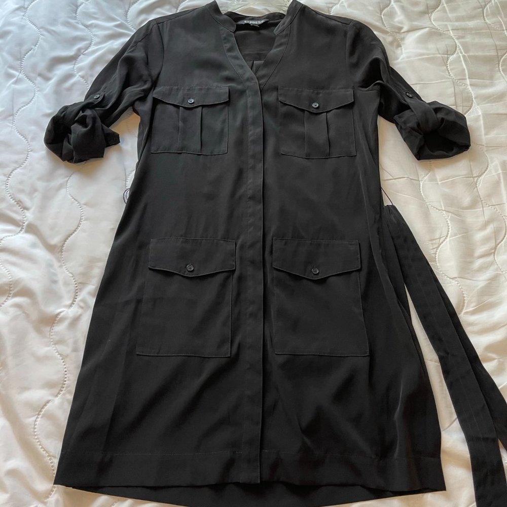 Express Black Button Down Shirt Dresses - Size XS